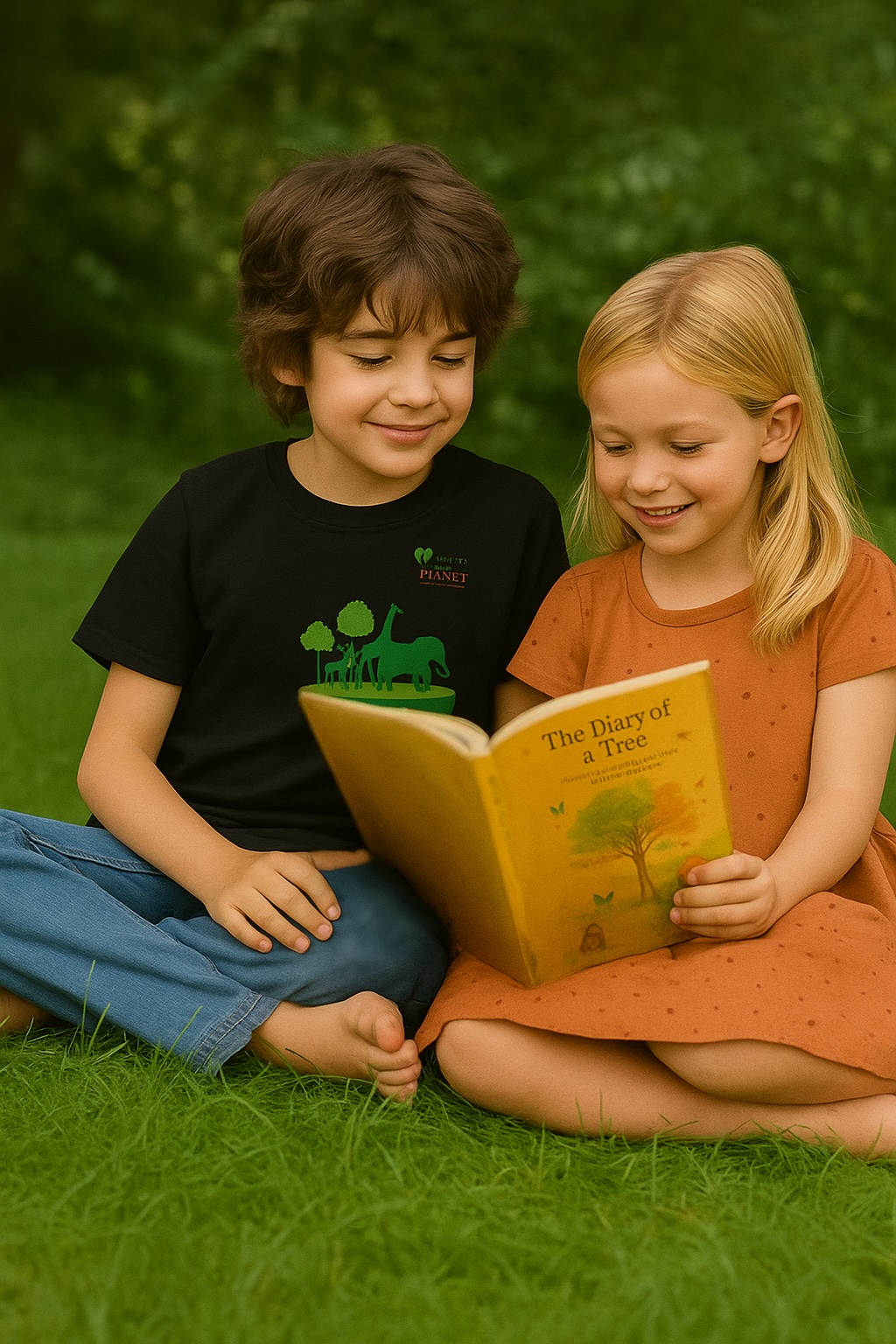 Picture, Boy and Girl reading